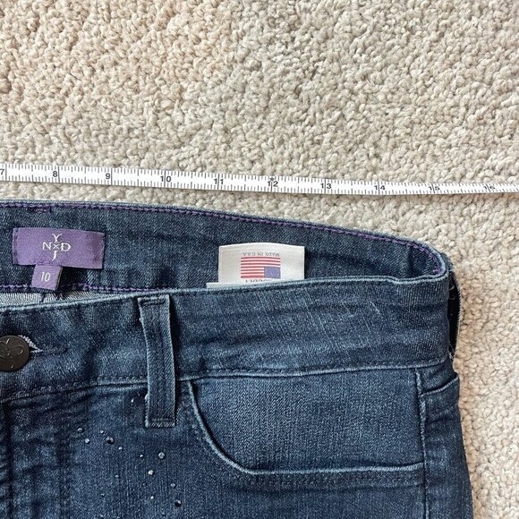 NYDJ Jeans Womens Sz 10 Bootcut Embellished Demin Mid Rise Stretch Lift Tuck - Picture 10 of 16